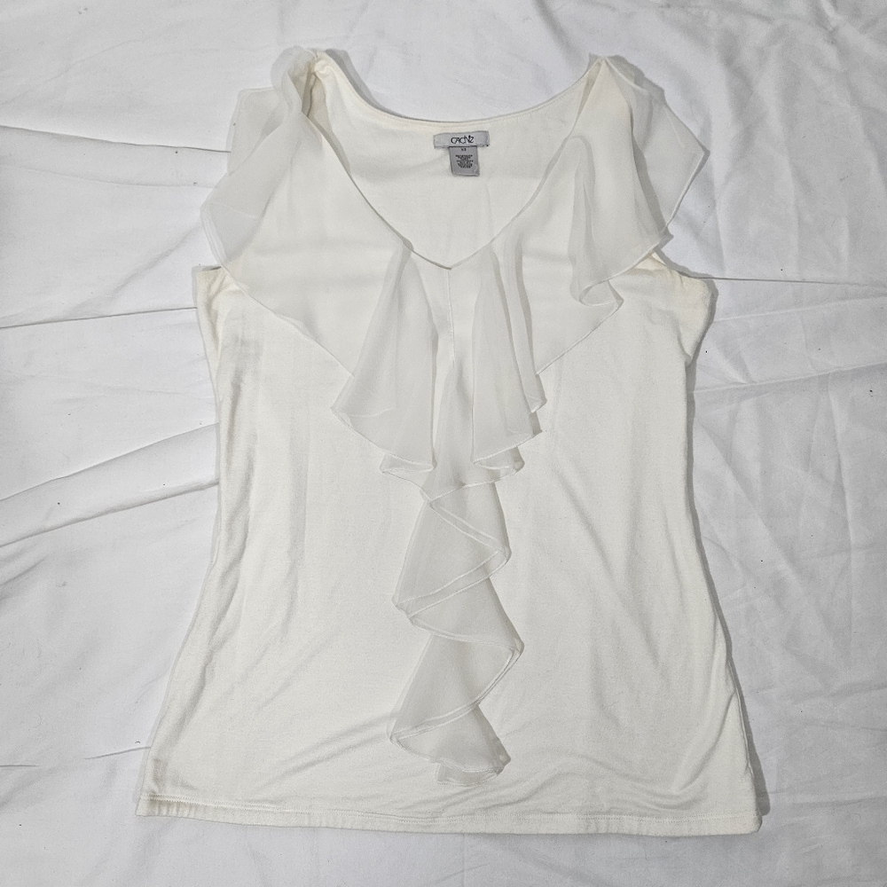 Cache White Ruffle Top - Picture 4 of 6